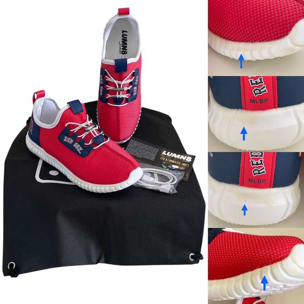 NFL Lumn8 Fanatics Red Sox Athletic Fiber Optic Light Up Men’s Shoes 7.5